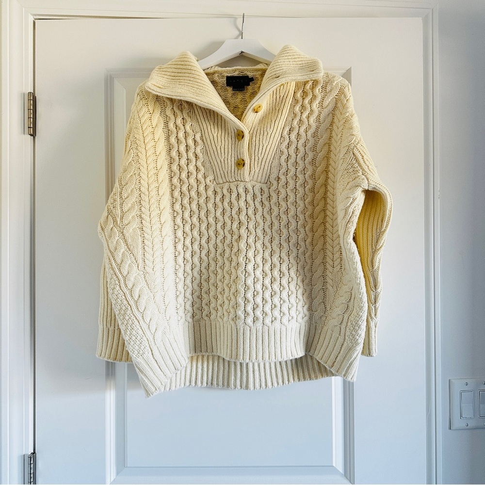 Hatch Maternity Cream Cable Knit Sweater